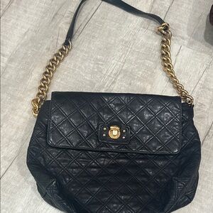 Marc Jacobs Black Quilted Shoulder Bag with Gold Chain Strap